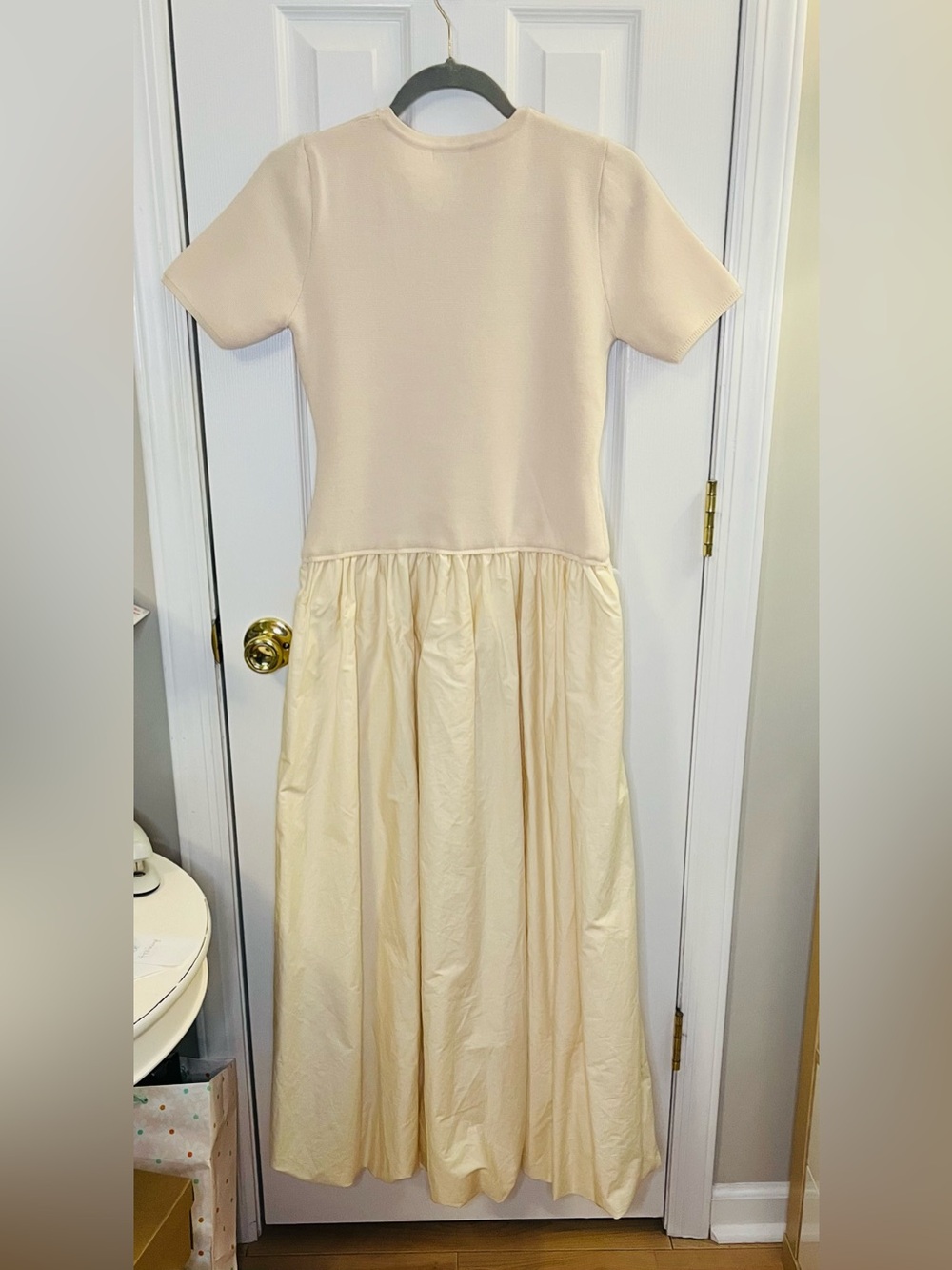 Moon River Pale Peach Top with Cream Full Midi Skirt Dress - Picture 10 of 12